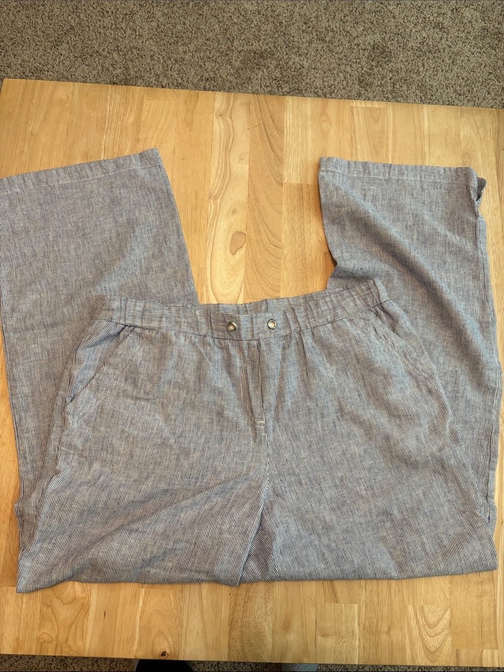 JM Collection Light Gray Casual Linen-Blend Chinos